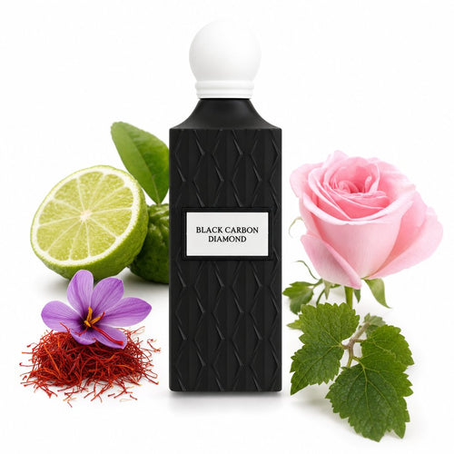 Black Carbon Diamond EDP bottle with bergamot, saffron and rose notes